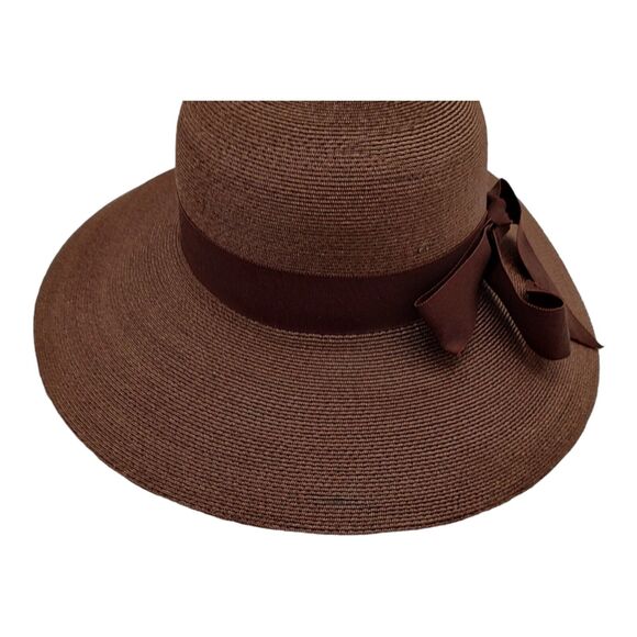Vintage Union Made Harzfeld's Kansas City Brown Summer Straw Hat Vacation Church - Picture 8 of 16